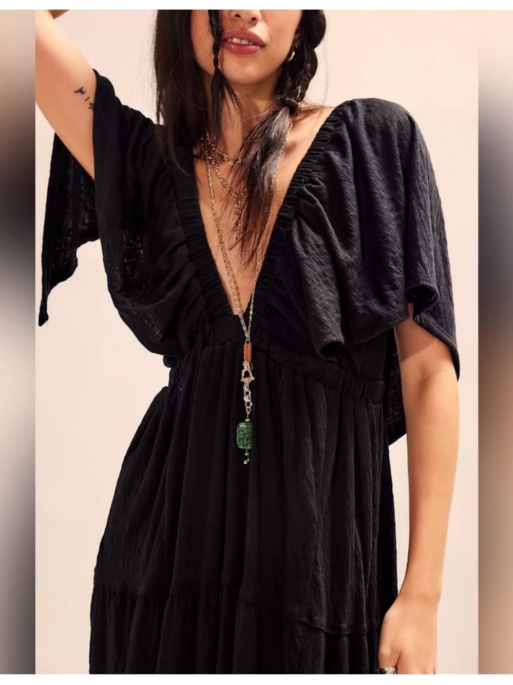 NWT Free People LaLa Black Maxi Dress size M